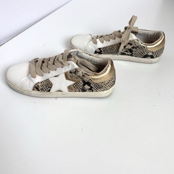 Steve Madden Sienna Metallic Snake Print Star Lace Up Sneakers Size 9 - Picture 5 of 10